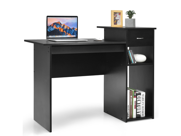 Costway Computer Desk PC Laptop Table w/ Drawer and Shelf Home Office Black