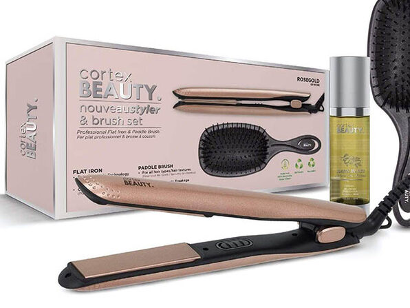 Nouveau Styler & Brush with Hair Serum Bundle (Rose Gold) - Product Image