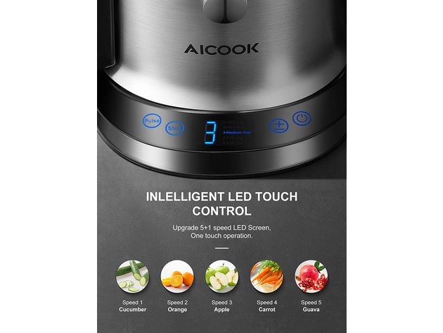 3" Feed Chute Centrifugal Juicer, 5 Settings Juice Extractor, Anti-Drip, Easy Clean and Assemble