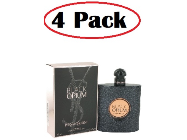 4 Pack of Black Opium by Yves Saint Laurent Eau De Parfum Spray 3 oz