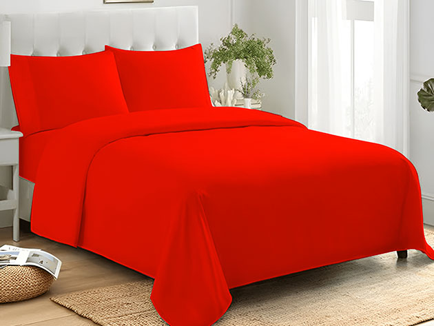 4-Piece Microfiber Sheet Set (Red/King)