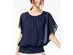 JM Collection Women's Collection Flutter-Sleeve Top Blue Size Large