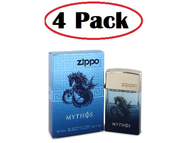 4 Pack of Zippo Mythos by Zippo Eau De Toilette Spray 1.35 oz