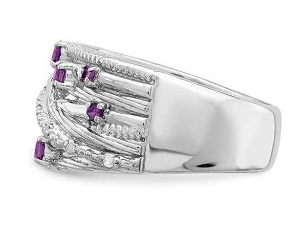 Purple Amethyst Ring Band 2/5 Carat (ctw) in Sterling Silver - 8