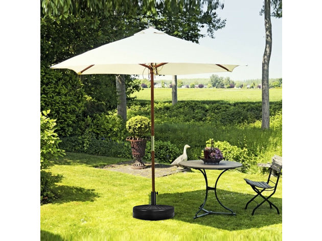 Costway 20'' Round 23L Water Filled Umbrella Base Stand Self-filled Patio Furniture Black