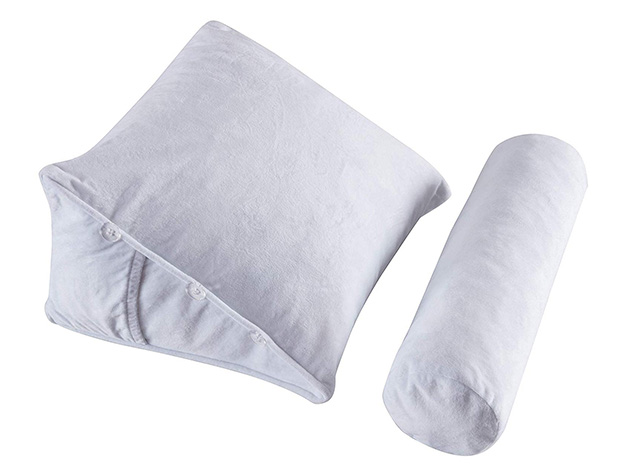 Cheer Collection Wedge Pillow with Detachable Bolster (White)