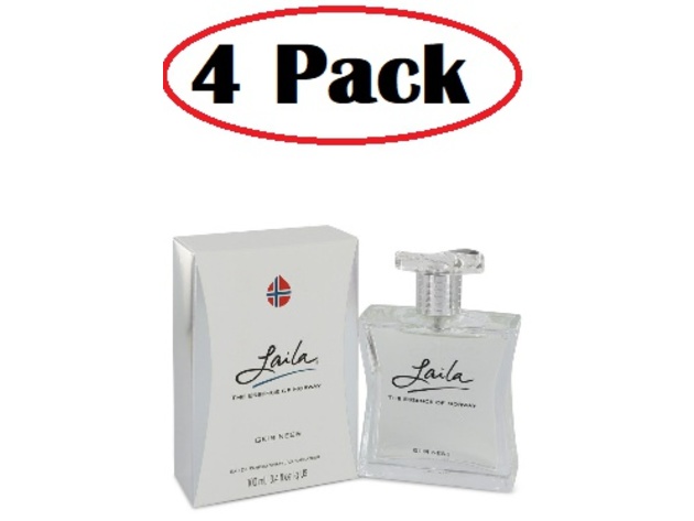 4 Pack of Laila by Geir Ness Eau De Parfum Spray 3.4 oz