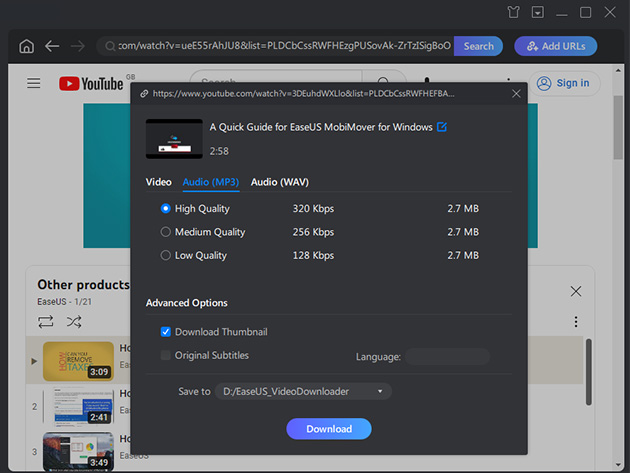 EaseUS Video Downloader: Lifetime License (3 Devices)