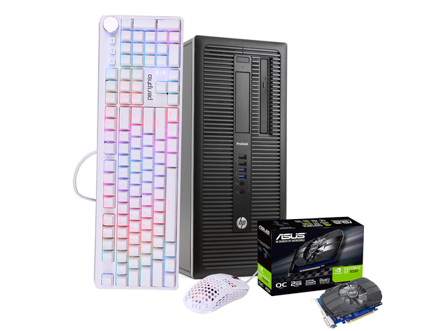 HP Gaming PC Computer 16GB 500GB SSD 2TB HDD Nvidia GT1030 WiFi Windows 10 HDMI PERIPHIO 4-IN-1 WHITE Keyboard, Mouse + Pad, Headset