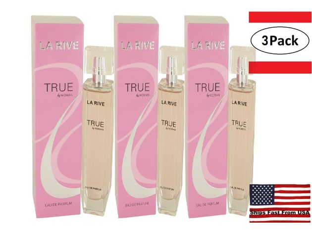 3 Pack La Rive True by La Rive Eau De Parfum Spray 3 oz for Women