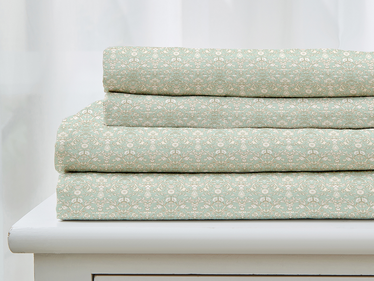 4-Piece Floral Print Microfiber Sheet Set (Floral Green/Full)