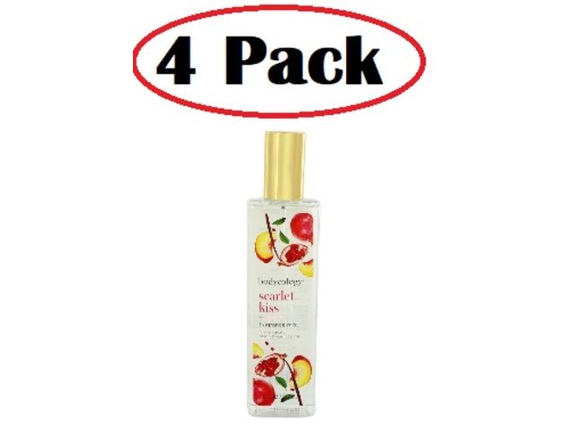 4 Pack of Bodycology Scarlet Kiss by Bodycology Fragrance Mist Spray 8 oz
