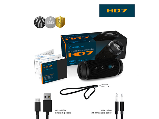 TREBLAB HD7 Mini Bluetooth Speaker & TREBLAB Z2 Wireless Headphones Bundle