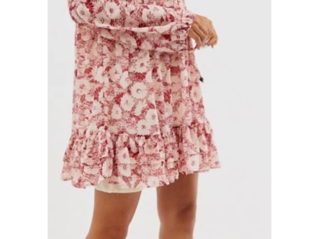 Free People Women's These Dreams Long Sleeve Minidress Red Size Small