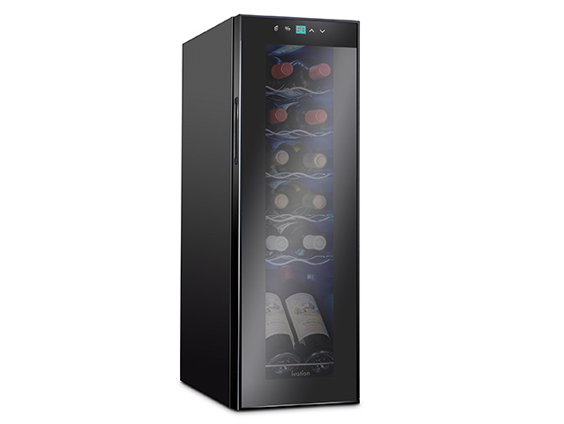 Ivation 12 Bottle Rectangular Compressor Wine Cooler Black