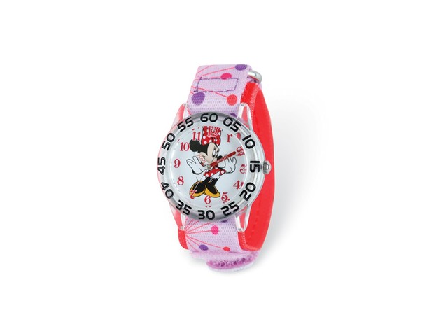 Disney Girls Minnie Mouse Pink Dot Acrylic Time Teacher Watch