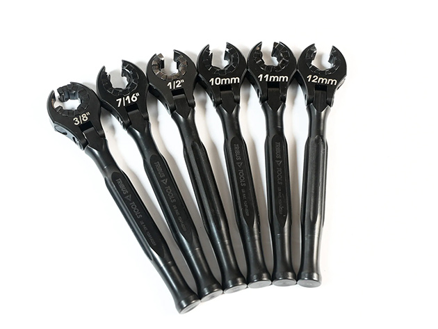 Tribus Tools Ratcheting Flare Nut Wrench Set, 10mm, 11,mm, 12mm