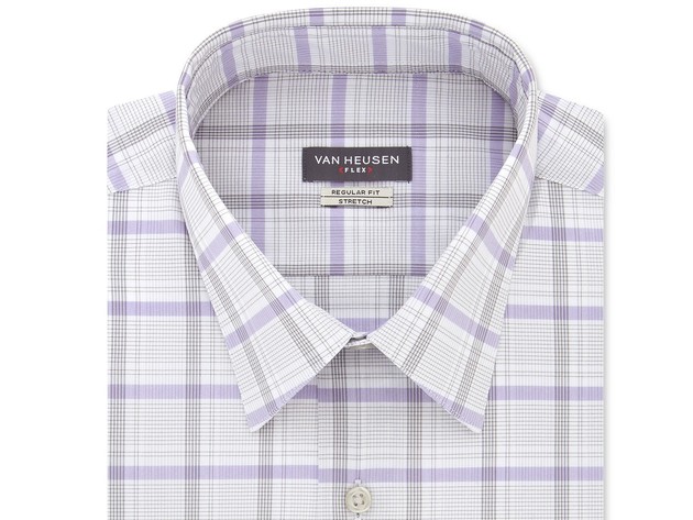 Van Heusen Men's Classic/Regular-Fit Stretch Flex Check Dress Shirt Gray 15.5-32-33