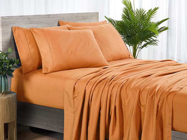 Bamboo 2000 Count 6-Piece Sheet Set with SnugGrip (Orange/Queen)