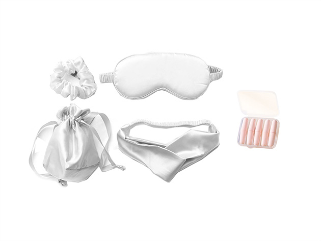 Beauty Siesta Satin Nighttime Routine 4-Piece Set (Silver)