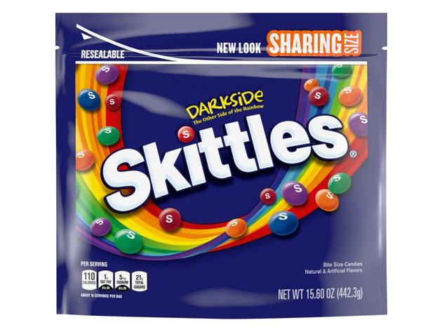 SKITTLES Darkside Resealable Pack Sharing Size Candy In Dark Berry, Midnight Lime, Pomegranate and Blood Orange Flavors, 15.6 Ounce Bag