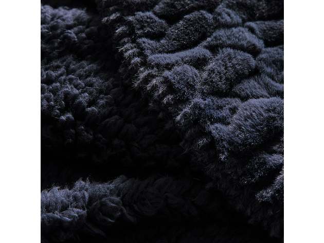 Etched Faux Fur Berber Throw Midnight