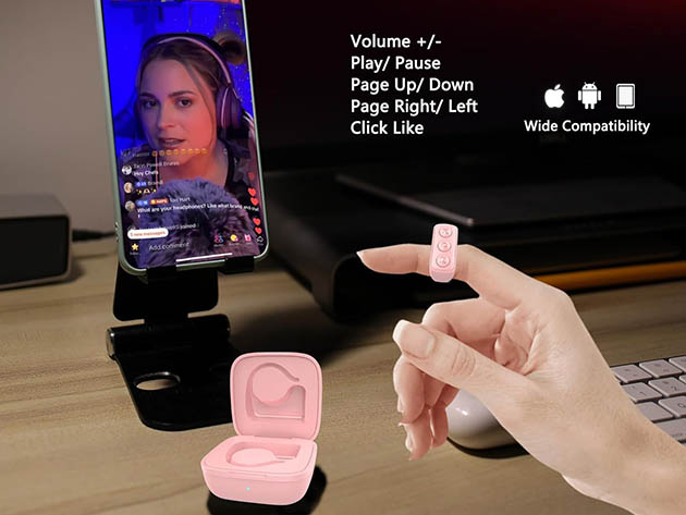 Télécommande Sans Fil Anneau - Pour Défiler Vidéos, Prendre Des Photos, Contrôler Le Volume - Portée 10 M, Bluetooth, Rechargeable