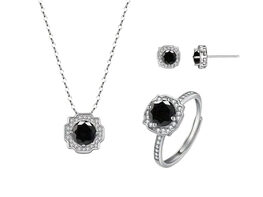 4-Piece Elegant Moissanite Jewelry Gift Set with Adjustable Ring