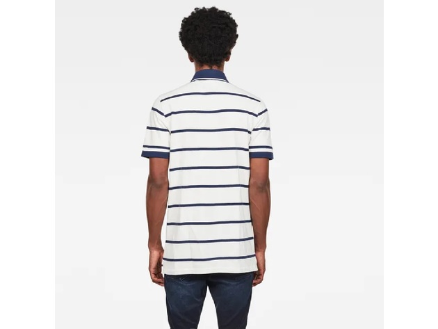 G-Star Raw Men's Fascia Striped Polo Shirt White Size Large