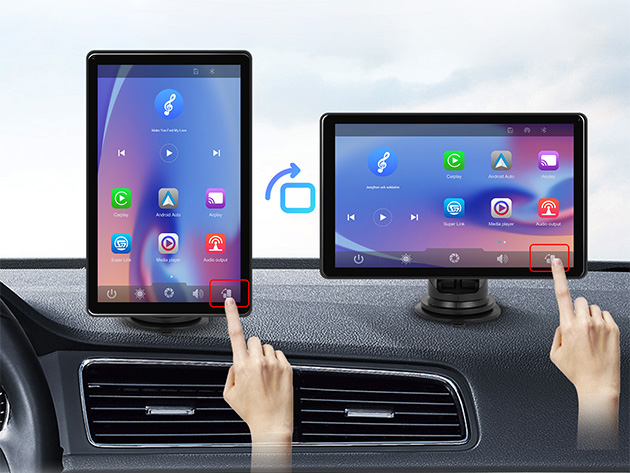 8" Rotatable Touchscreen Display with Wireless Apple Carplay / Android Auto Compatibility