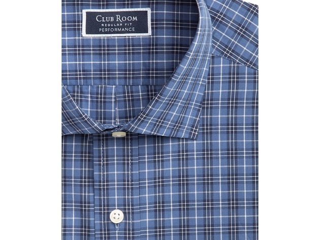 Club Room Men's Regular Fit Button Down Collar Dress Shirts Navy Size 17-34-35