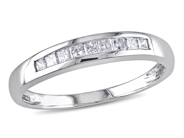 Princess Cut Diamond Anniversary Wedding Band 1/4 Carat (ctw G-H-I, I2-I3) in 10k White Gold - 9