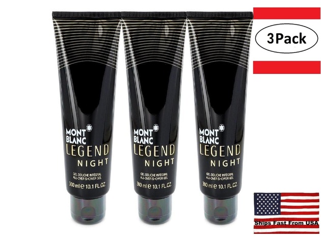 3 Pack Montblanc Legend Night by Mont Blanc Shower Gel 10.1 oz  for Men