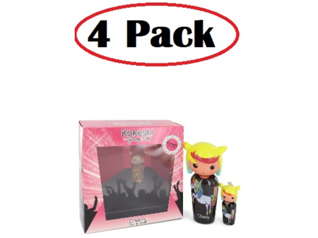 4 Pack of Kokeshi Cheery by Kokeshi Eau De Toilette Spray + Free Key Ring Mini EDT Spray 1.7 oz