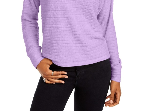 Hippie Rose Juniors' Cozy Mock-Neck Ribbed Top Purple Size Extra Small