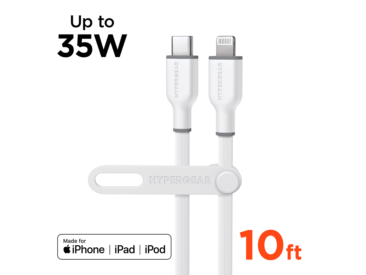 Flexi Pro MFi-Certified USB-C to Lightning Soft-Touch Silicone Cable (10ft/White)