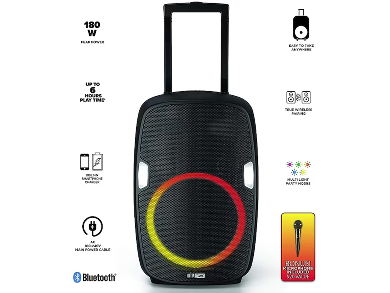 Altec Lansing SoundRover 180W Wireless Trolley Bluetooth Speaker with Microphone