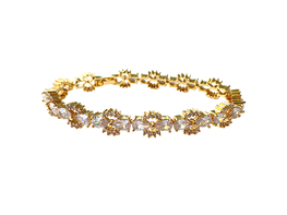 Gold Bow Tie Cubic Zirconia Tennis Bracelets  with Pear Cut White Diamond Cubic Zirconia