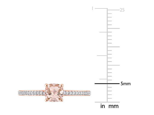 3/5 Carat (ctw) Morganite Ring  in 10K Rose Pink Gold with Diamonds - 9