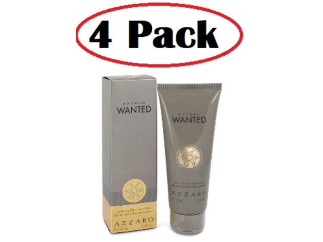 4 Pack of Azzaro Wanted by Azzaro After Shave Balm 3.4 oz