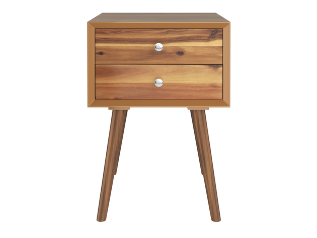 Costway End Table W/Drawers and Storage Wooden Mid-Century Accent Side Table Multipurpose for Bedroom, Living Room Home Furniture Nightstand - Walnut
