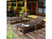 Costway 3 Piece Patio Rattan Lounge Chair Chaise Set Wooden Frame Folding Table - Mix Brown