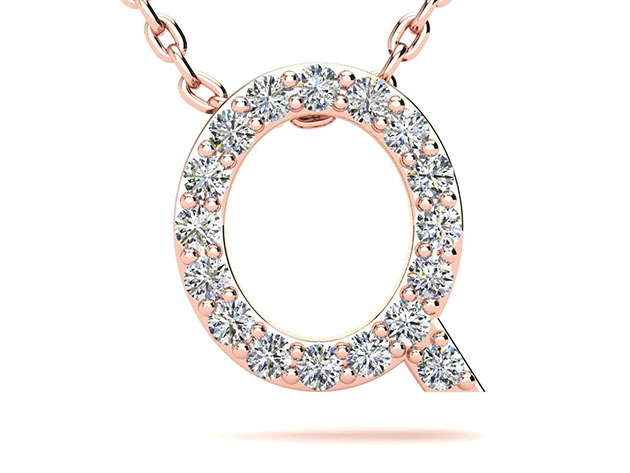 Diamond "Q" Initial Rose Gold Necklace