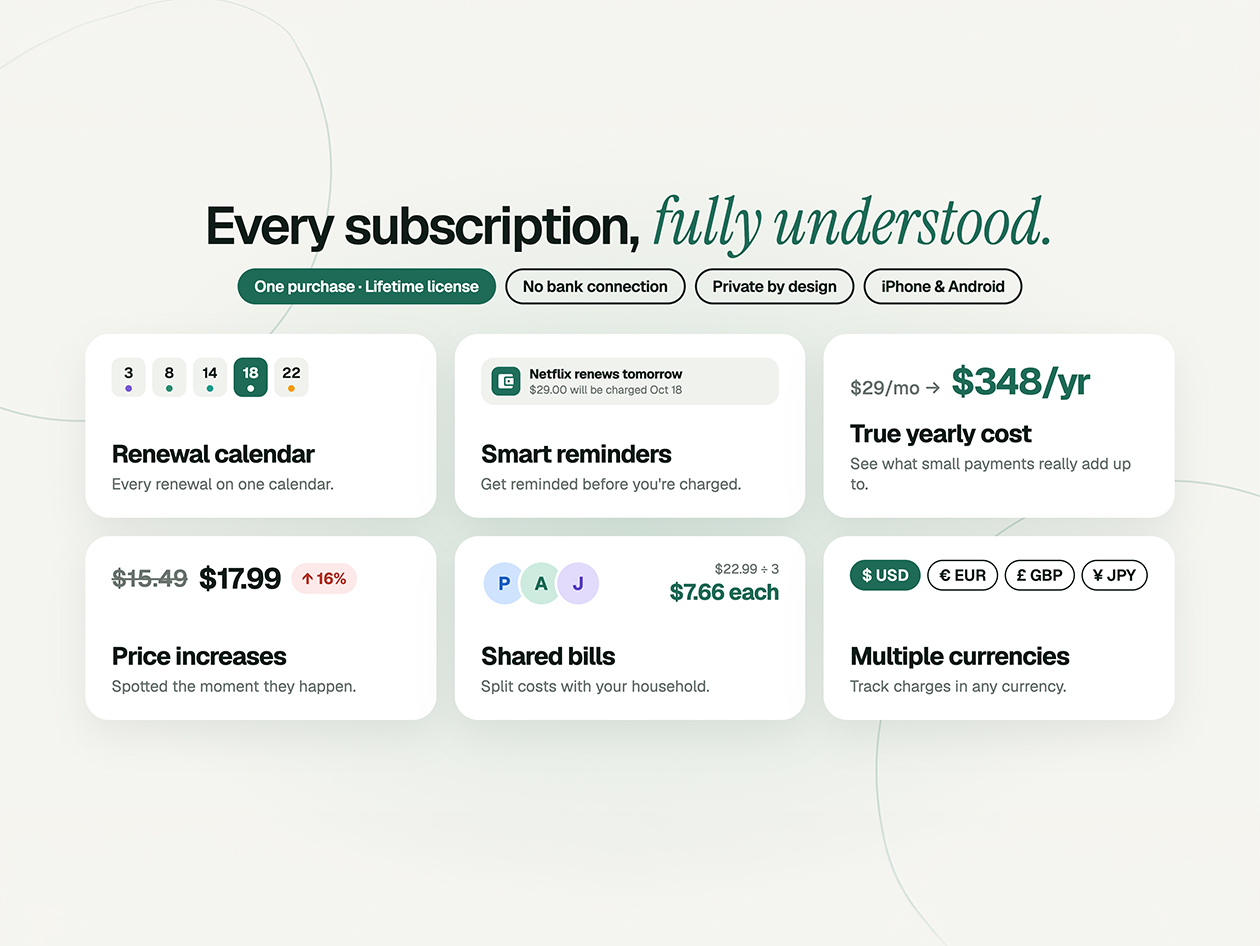 PocketWise Subscription Manager: Lifetime Subscription