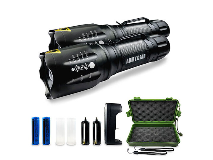 army gear 1000 lumen viper rechargeable tactical flashlight Viper 1000-Lumen Tactical Flashlights: 2-Pack