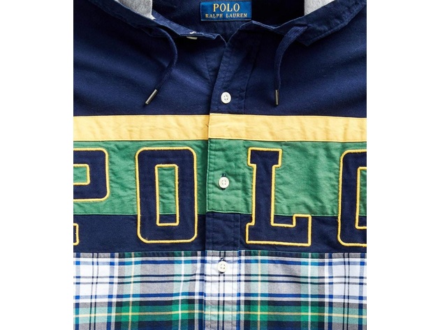 Polo Ralph Lauren Men's Hooded Half Plaid Shirt Multicolor Size Large