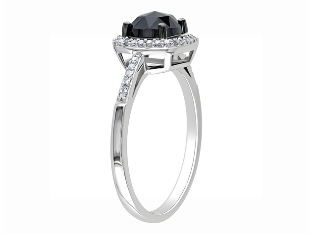 1.0 Carat (ctw) Black & White Diamond Ring in 14K White Gold - 9