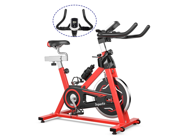 Goplus Stationary Indoor Fitness Cycling Bik w LCD Monitor Red Black Red StackSocial