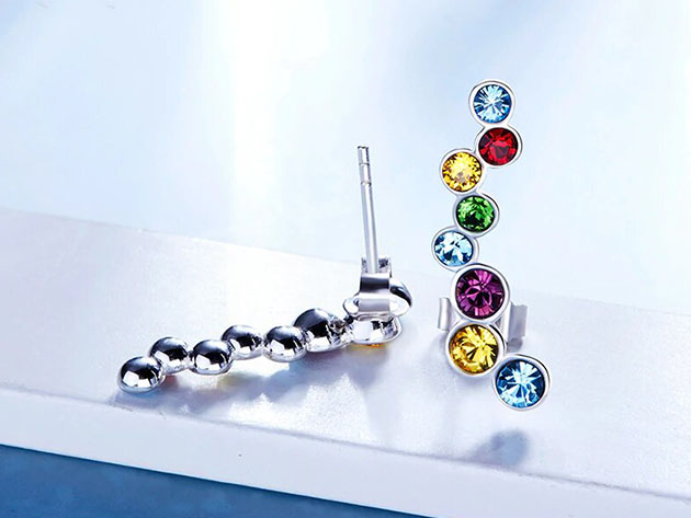 Bubble Studs with Rainbow Swarovski Crystals