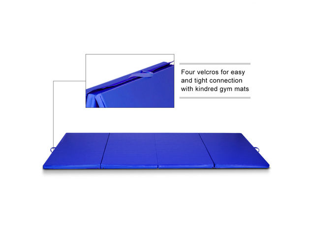 Costway Blue 4'x8'x2" Thick Folding Panel Gymnastics Yoga Mat Gym - Blue